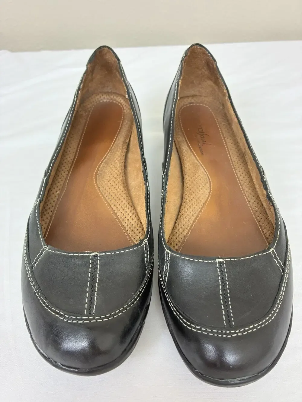 Natural Soul By Naturalizer Black Leather Ballet Flats Women’s Size 8